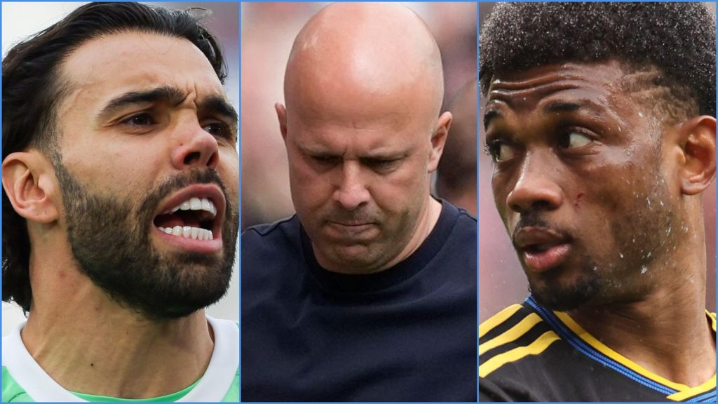 Arsenal-keeper-David-Raya-Liverpool-coach-Arne-Slot-and-Manchester-United-player-Amad.jpg